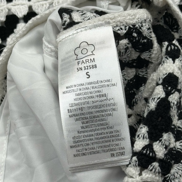 🆕 FARM Rio 🧿 NWOT Patch Crochet Black & White Monochrome Mini Dress - Size S - Picture 11 of 14